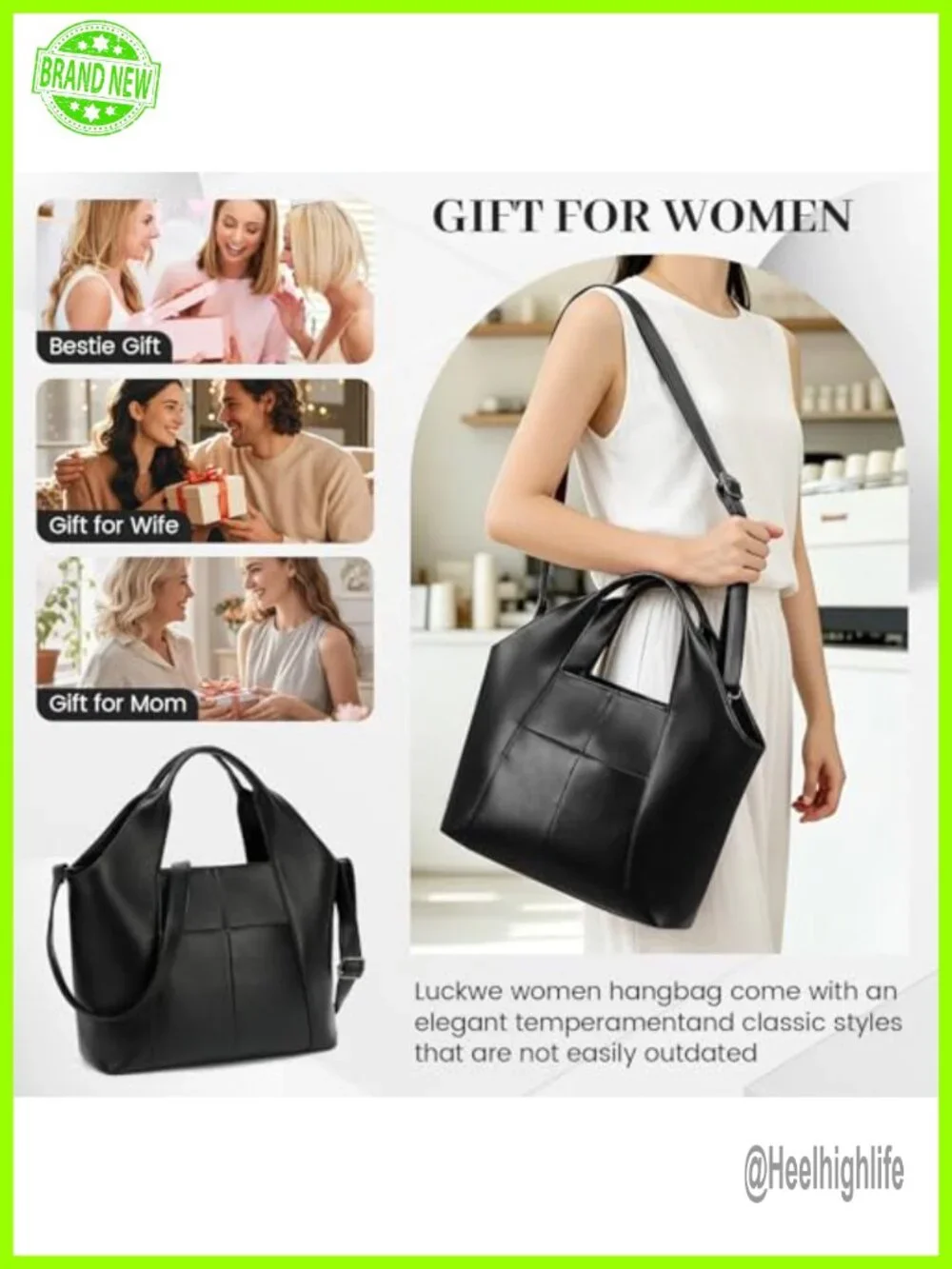 Vegan Leather Medium Satchel Handbag Crossbody Hobo Bag with Multi Pockets
